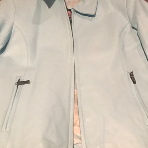 Leather jacket, baby blue, “S”